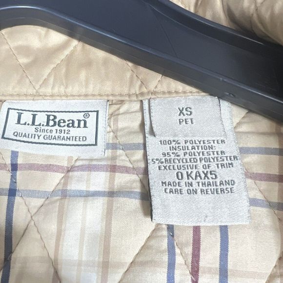 L.L.Bean Gold Quilted Jacket Women Small Tan Nova Check Plaid Lined Snap Button - Picture 8 of 9
